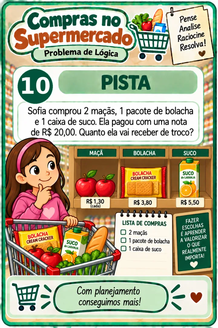 3, 4, 5 anos - Problemas matemáticos- Compras no supermercados jogo de cartas para PDF — imagem 4