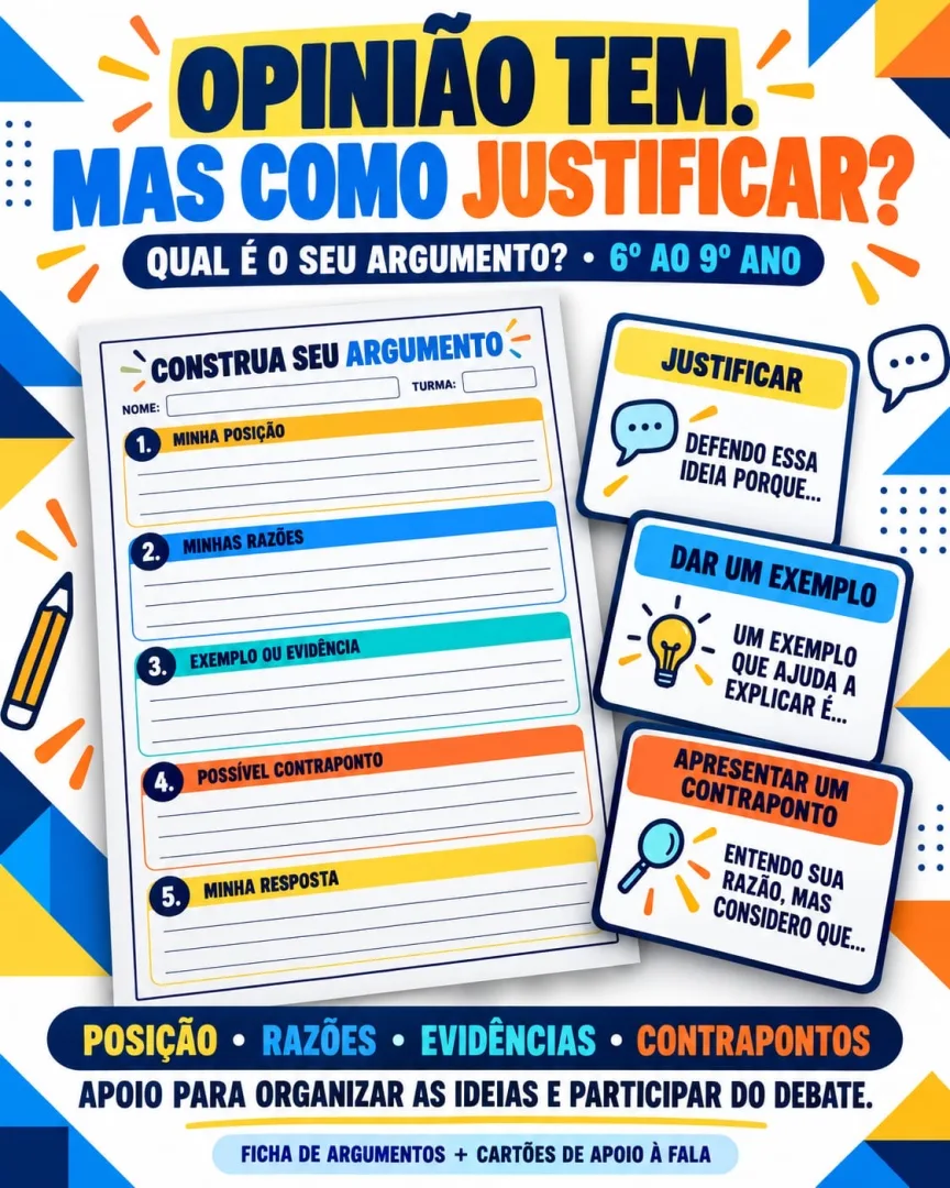 💬 QUAL É O SEU ARGUMENTO? 💬  📚 KIT INDICADO PARA TURMAS DO 6º AO 9º ANO!  TRANSFORME SUA SALA DE AULA EM UM ESPAÇO DE — imagem 4