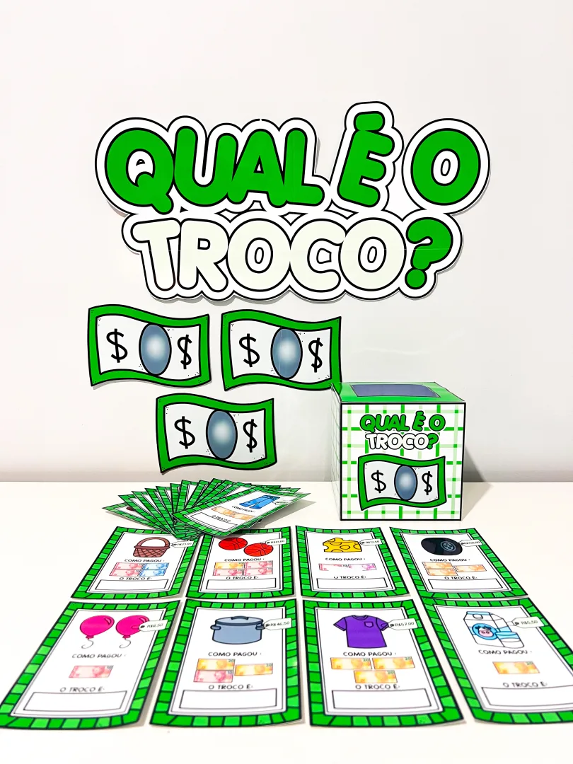 Qual É o Troco? - Jogo de Sistema Monetário com 20 Fichas em PDF — imagem 3