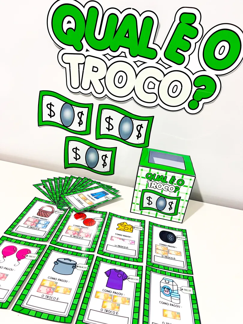 Qual É o Troco? - Jogo de Sistema Monetário com 20 Fichas em PDF — imagem 6