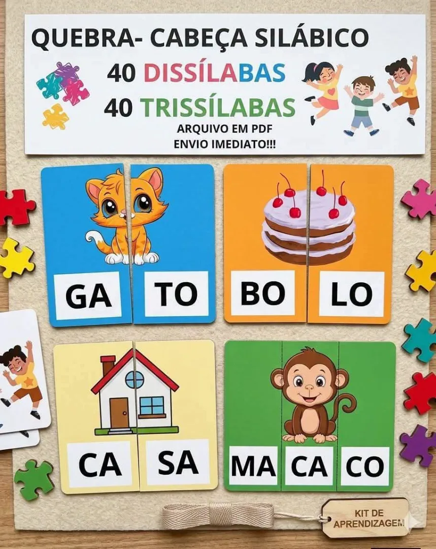 Quebra - cabeça silábico alfabético PDF 1º e 2º ano — imagem 2