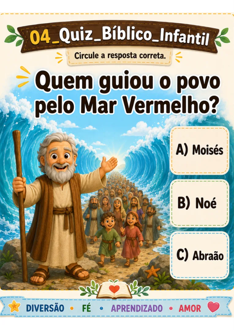 Quiz Bíblico Infantil com 30 Perguntas | PDF Digital para Imprimir — imagem 4