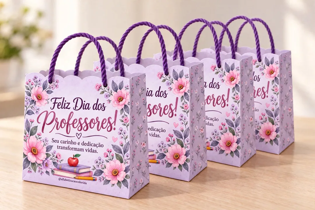 Sacola Dia dos Professores Floral Lilás | PDF — imagem 3