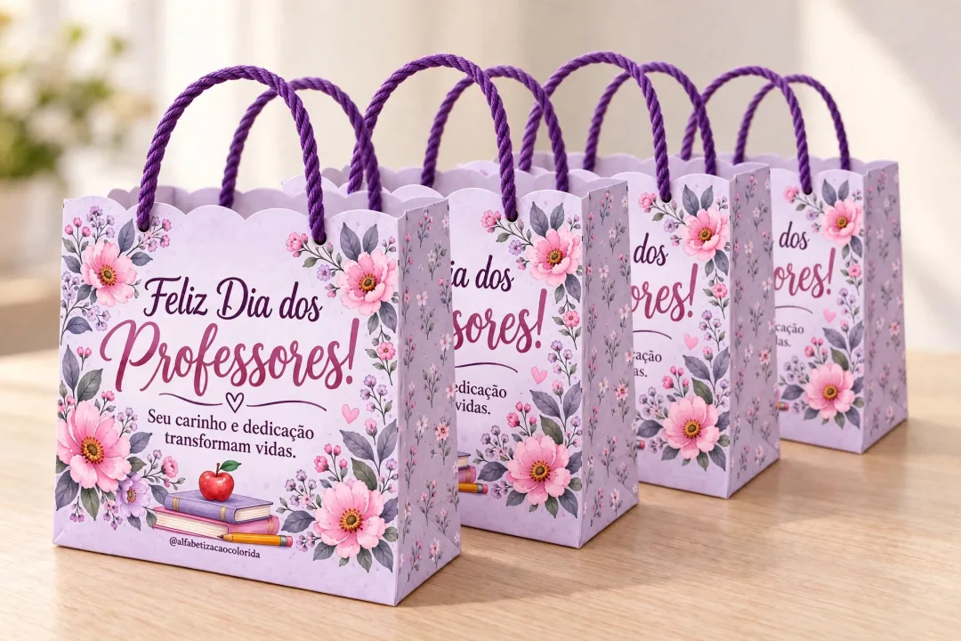 Sacola Dia dos Professores Floral Lilás | PDF — imagem 4
