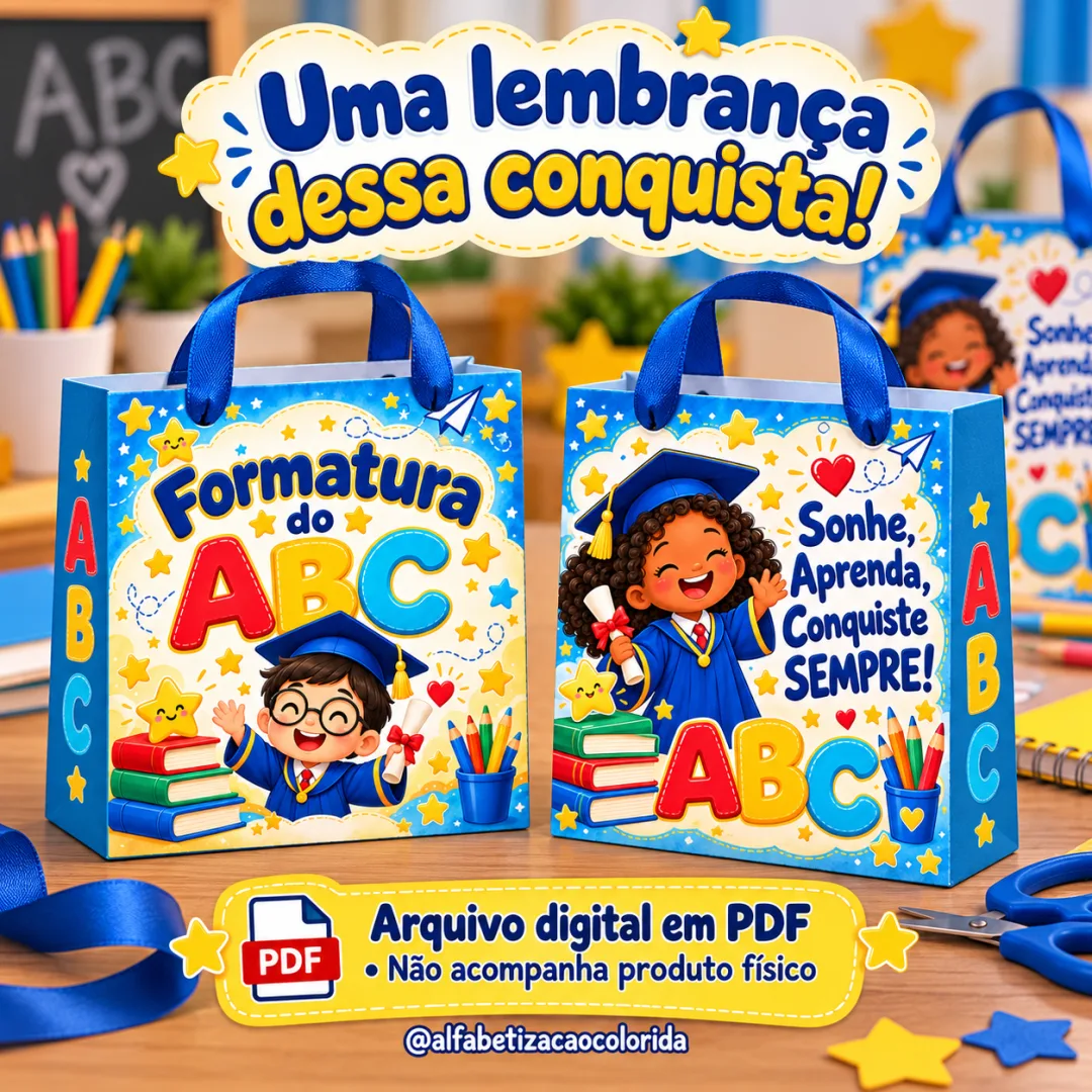 Sacolas de Formatura do ABC da Alfabetização Colorida em PDF  — imagem 2