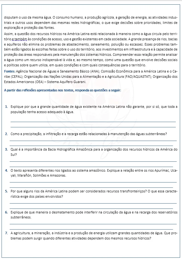 Sequência didatica - Recursos hídricos na América Latina: distribuição, usos e desafios — imagem 3