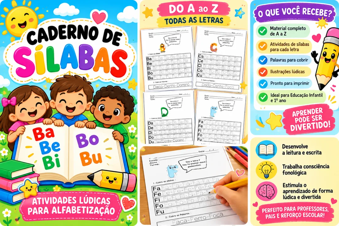 Caderno de Sílabas - 1º Ano - Língua Portuguesa - PDF — imagem 6
