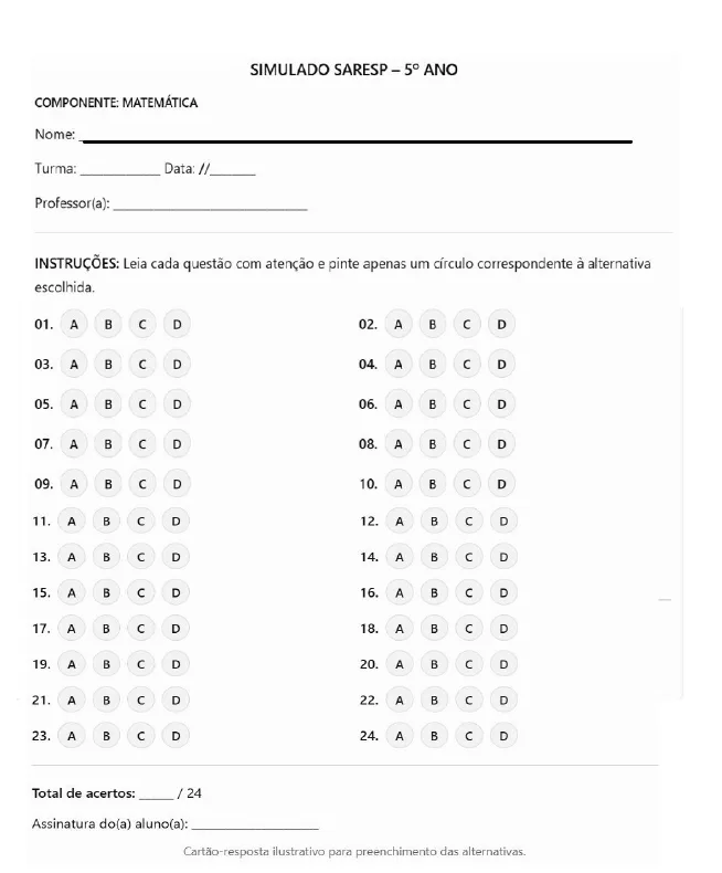 Simulado SARESP de Matemática 5º Ano em Pdf — imagem 5