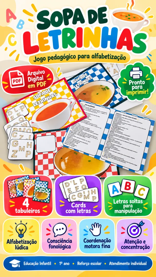 Sopa de Letrinhas - Jogo Pedagógico de Alfabetização - PDF — imagem 2
