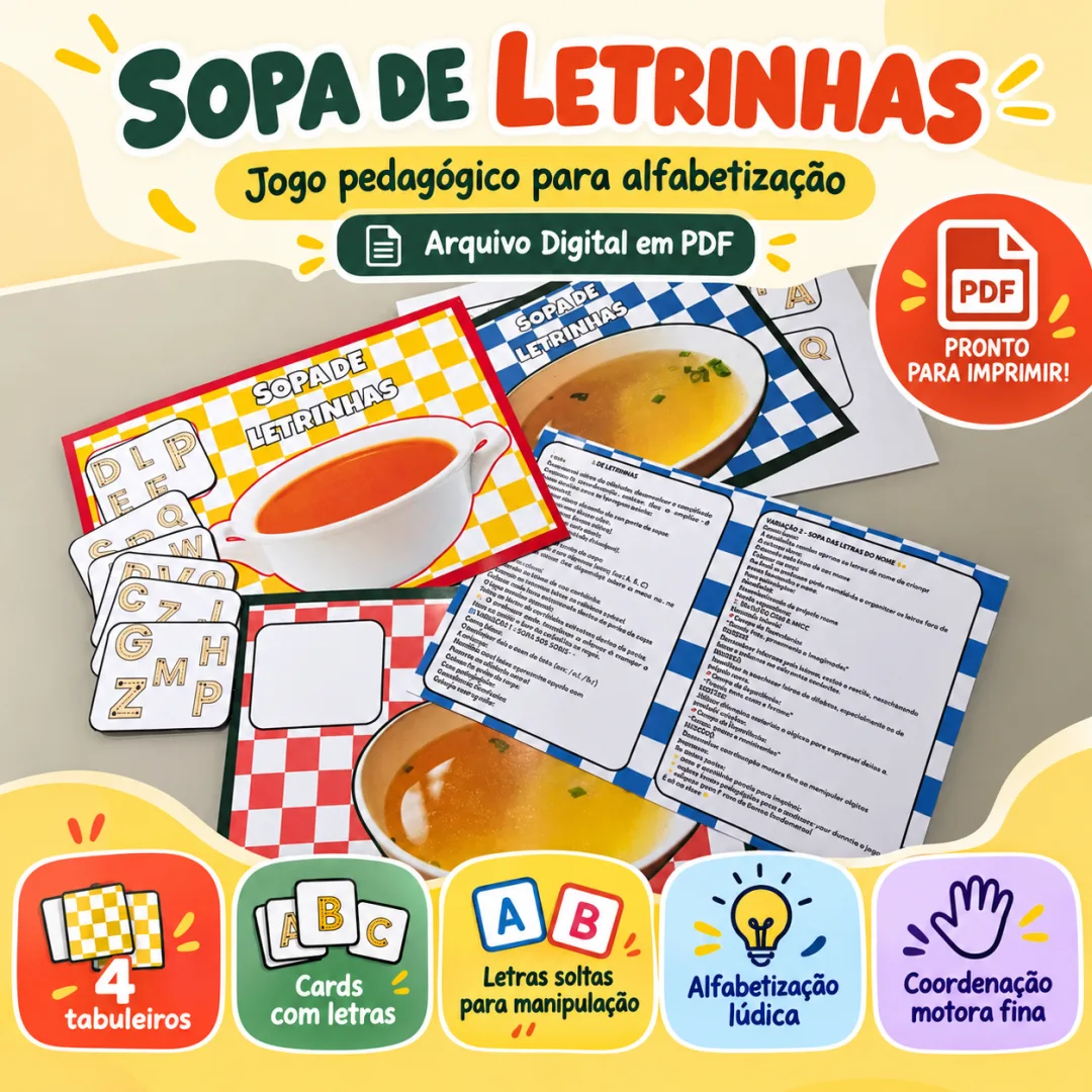 Sopa de Letrinhas - Jogo Pedagógico de Alfabetização - PDF — imagem 3