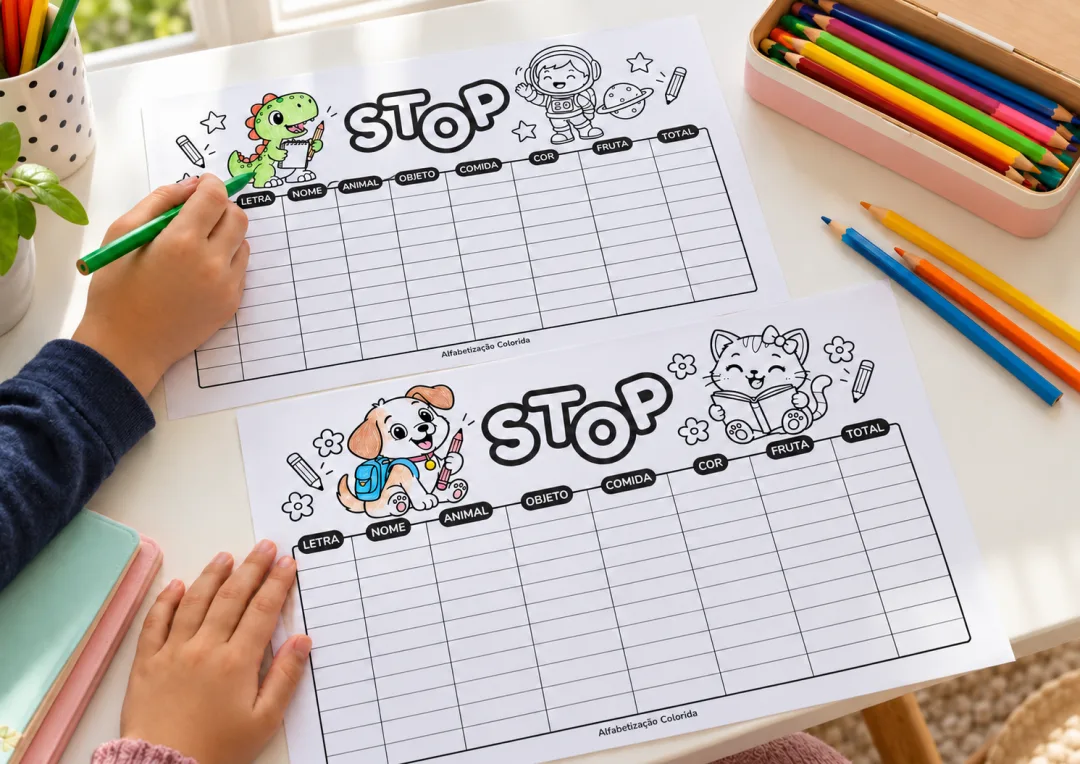 Stop Ilustrado em PDF – 2 Modelos para Jogar e Colorir — imagem 6