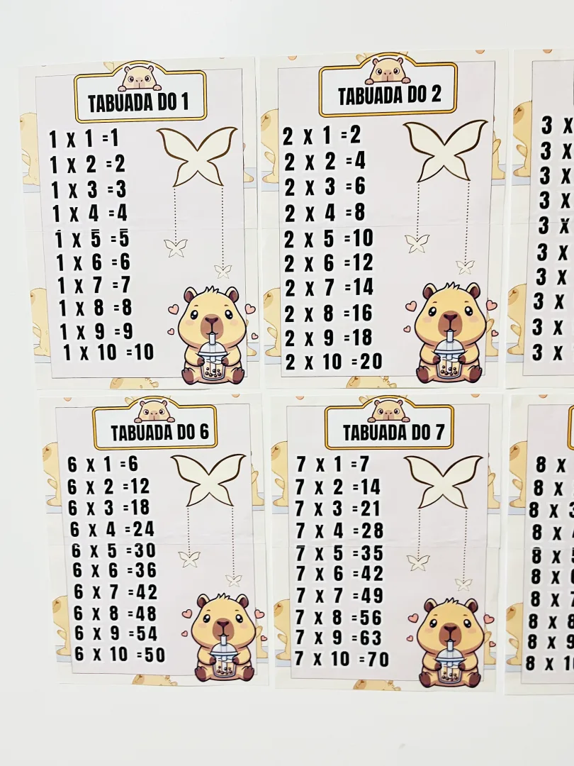 Tabuadas de Multiplicação  do 1 ao 10 com tema Capivara — imagem 2