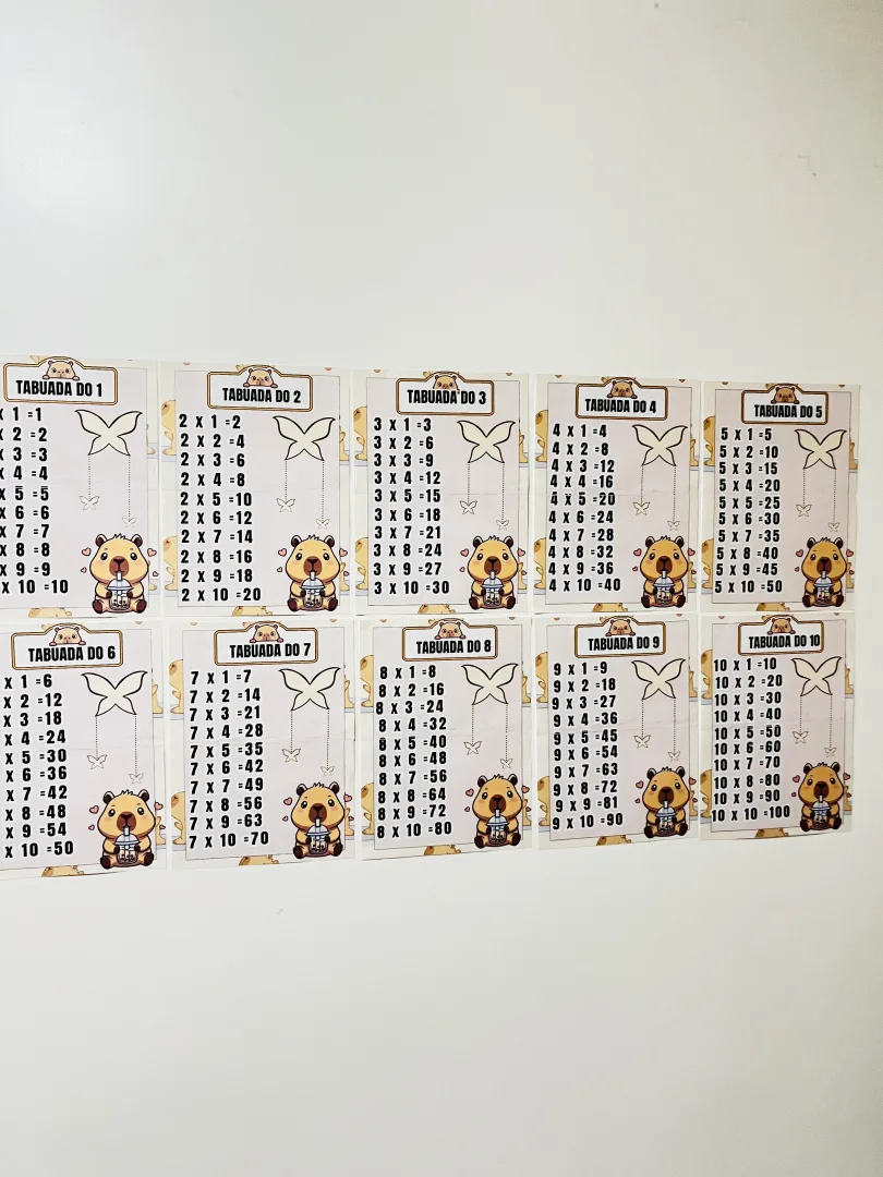 Tabuadas de Multiplicação  do 1 ao 10 com tema Capivara — imagem 4