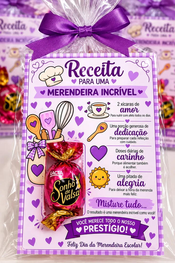 Lembracinha Tag Dia da Merendeira Escolar - Lembrancinha para Chocolate Sonho de Valsa (PDF) — imagem 3