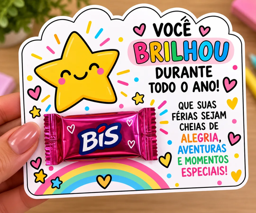 Tag para Chocolate Bis - Lembrancinha de Final de Ano Letivo em PDF — imagem 4