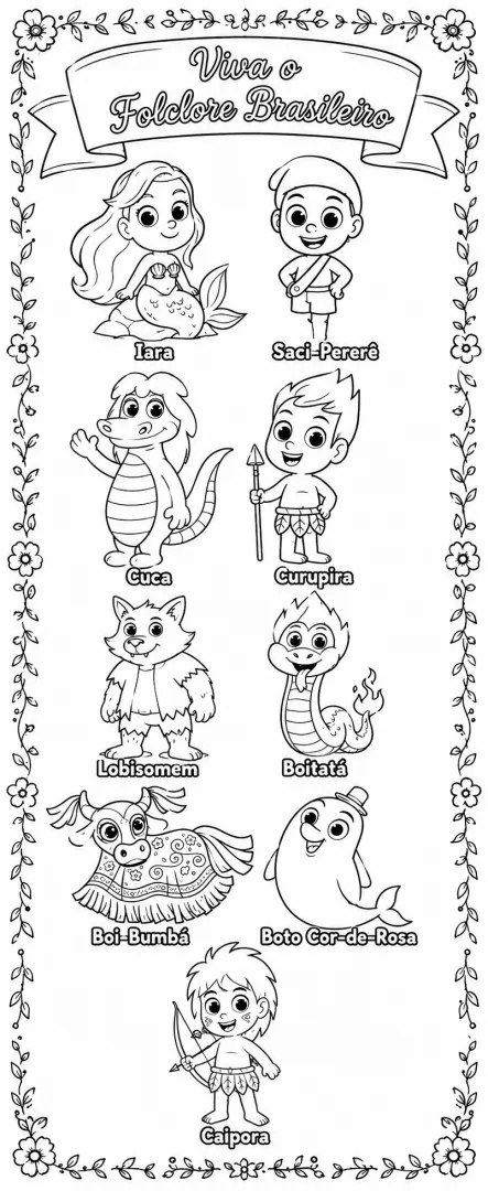 Tapete para Colorir - Folclore Brasileiro - 24 Folhas - PDF — imagem 3