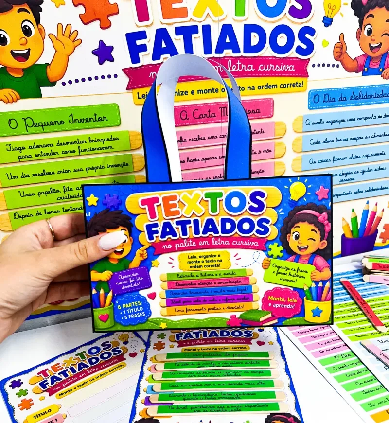 Textos Fatiados nos Palitos Letra Cursiva em PDF Anos Iniciais — imagem 2