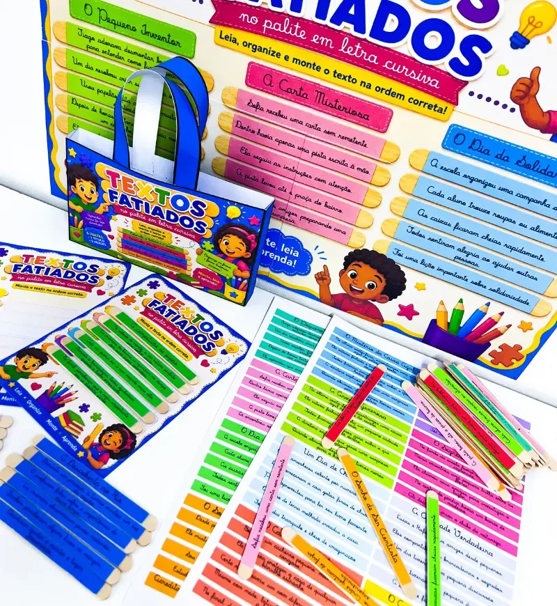 Textos Fatiados nos Palitos Letra Cursiva em PDF Anos Iniciais — imagem 4