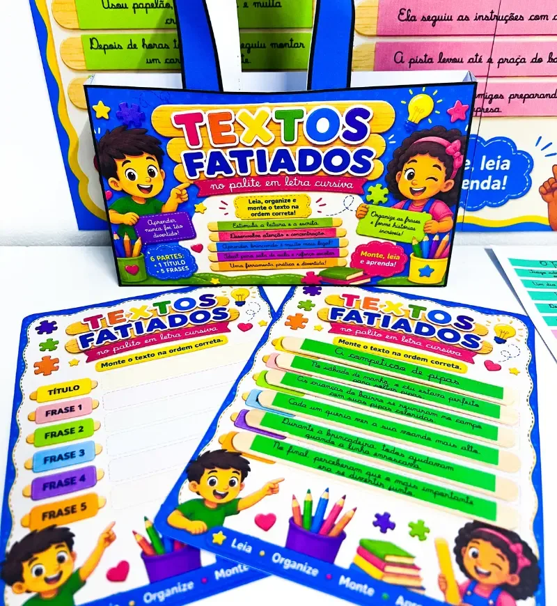 Textos Fatiados nos Palitos Letra Cursiva em PDF Anos Iniciais — imagem 5