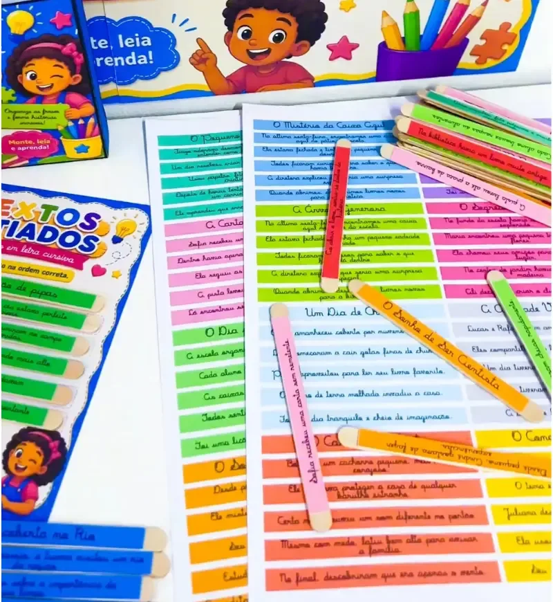 Textos Fatiados nos Palitos Letra Cursiva em PDF Anos Iniciais — imagem 6