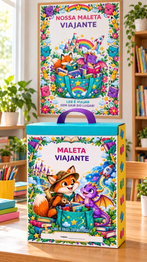 📚✨ TRANSFORME A LEITURA EM UMA VIAGEM CHEIA DE DESCOBERTAS!  O KIT MALETA VIAJANTE DE LEITURA reúne materiais coloridos — imagem 6