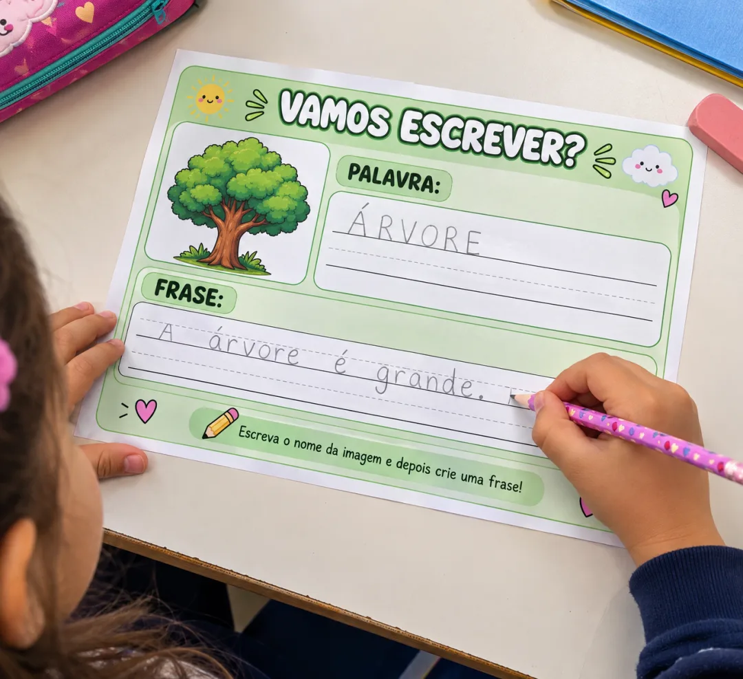 VAMOS ESCREVER? — Atividades de Escrita e Produção de Frases Educação Infantil e 1º ao 3º Ano em PDF — imagem 3