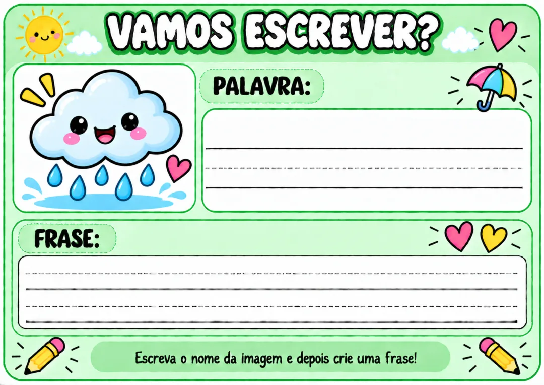 VAMOS ESCREVER? — Atividades de Escrita e Produção de Frases Educação Infantil e 1º ao 3º Ano em PDF — imagem 4