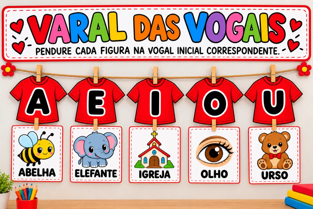 Varal das Vogais – Atividade de Alfabetização em PDF — imagem 2