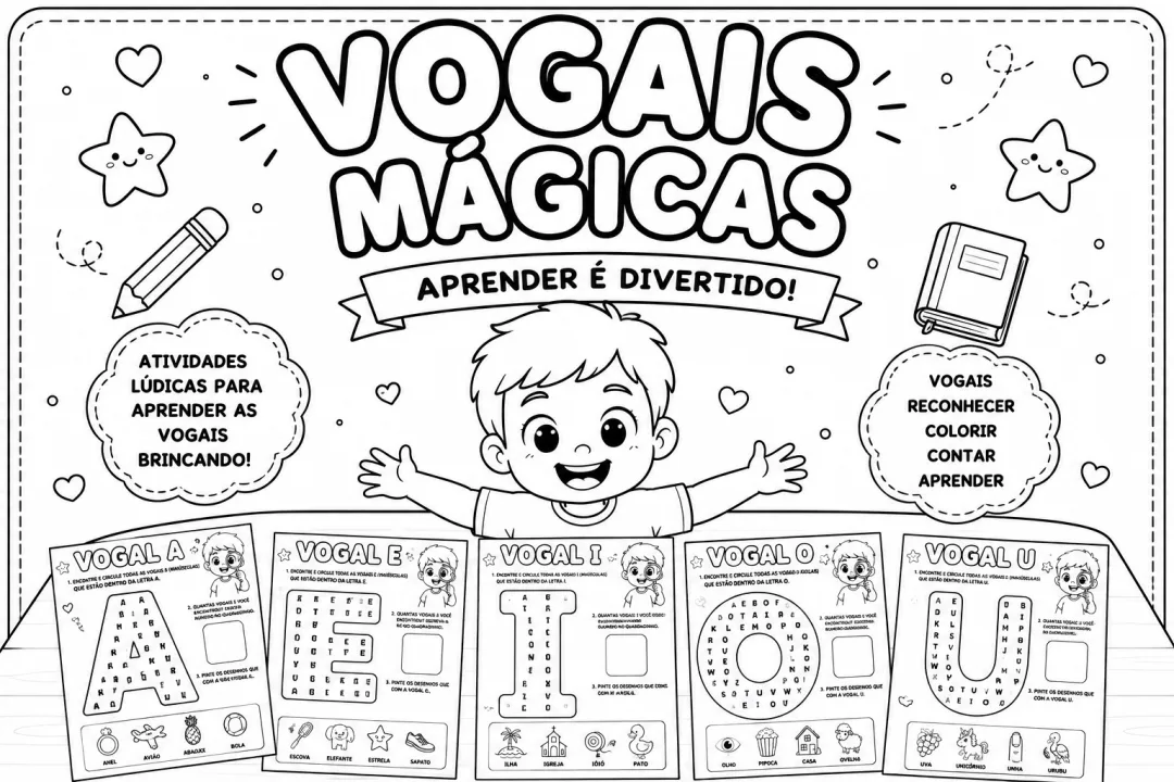 🌈✨ VOGAIS MÁGICAS – APRENDER É DIVERTIDO! ✨🌈Um recurso pensado especialmente para tornar o aprendizado das vogais... — imagem 2