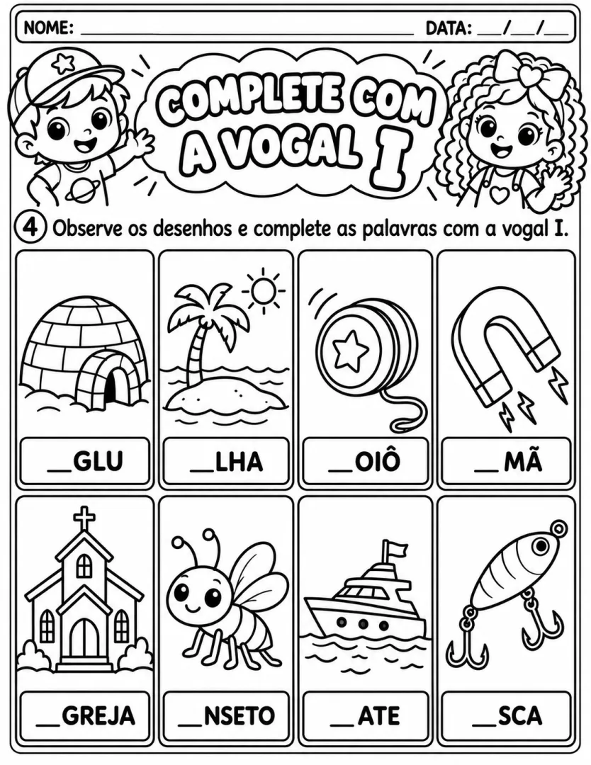 Vogal I: 6 Atividades de Alfabetização Educação Infantil e 1º Ano PDF para Imprimir — imagem 2